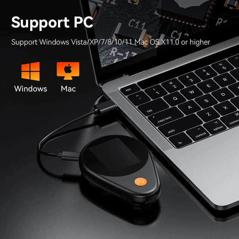 2.0-inch 500X Digital Microscope with Magnifying Glass & 8 LEDs-Auto Focus Black