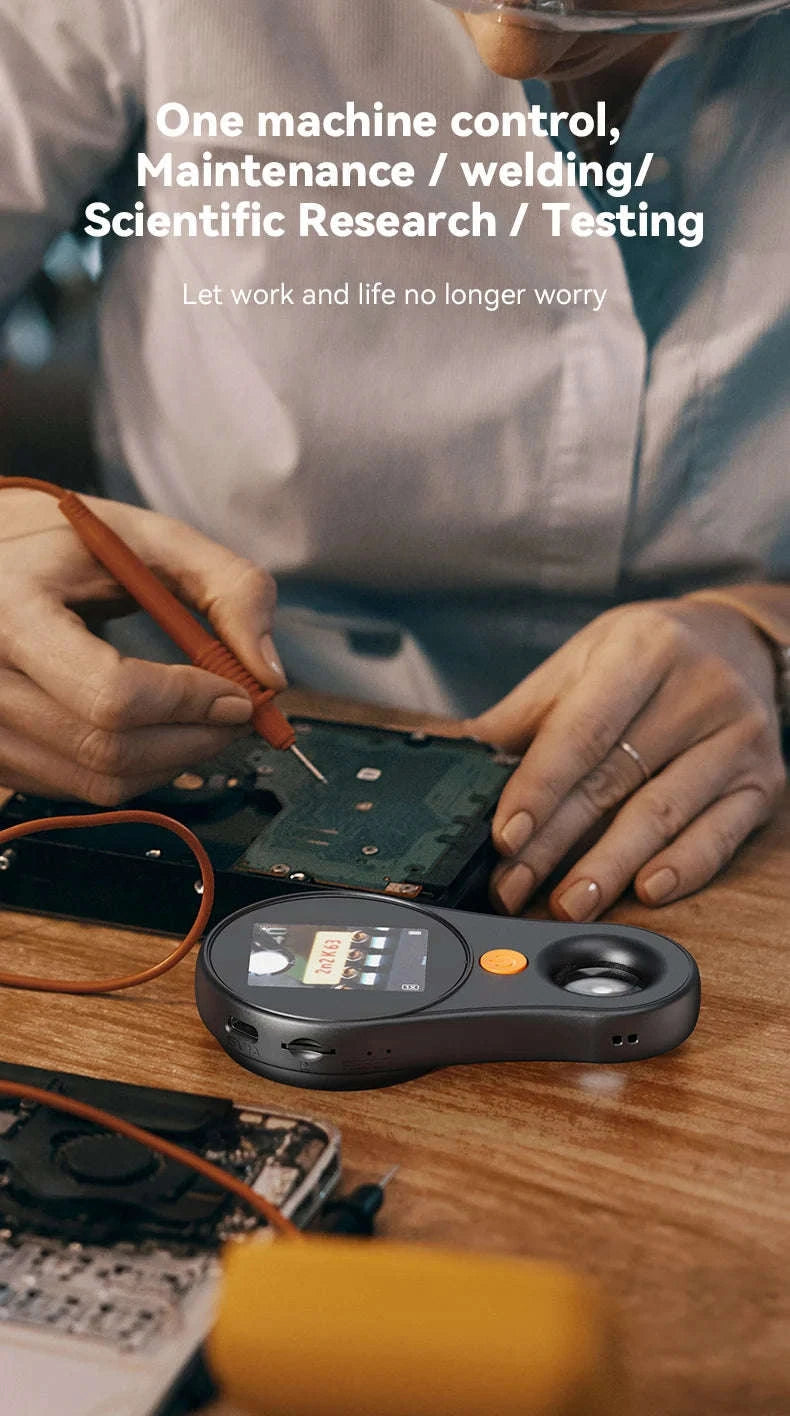 2.0-inch 500X Digital Microscope with Magnifying Glass & 8 LEDs-Auto Focus Black