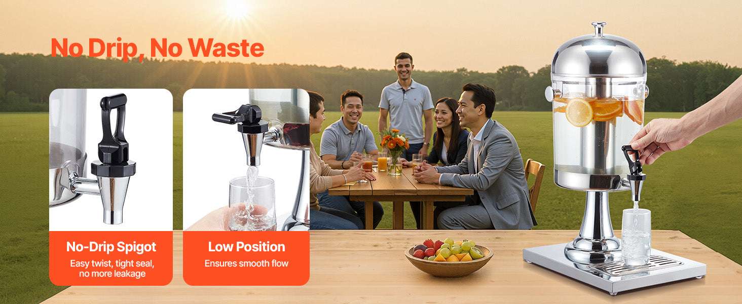 2.1 Gallon Beverage Dispenser with Spigot and Ice Chamber-2.2gal 8L Single / United States