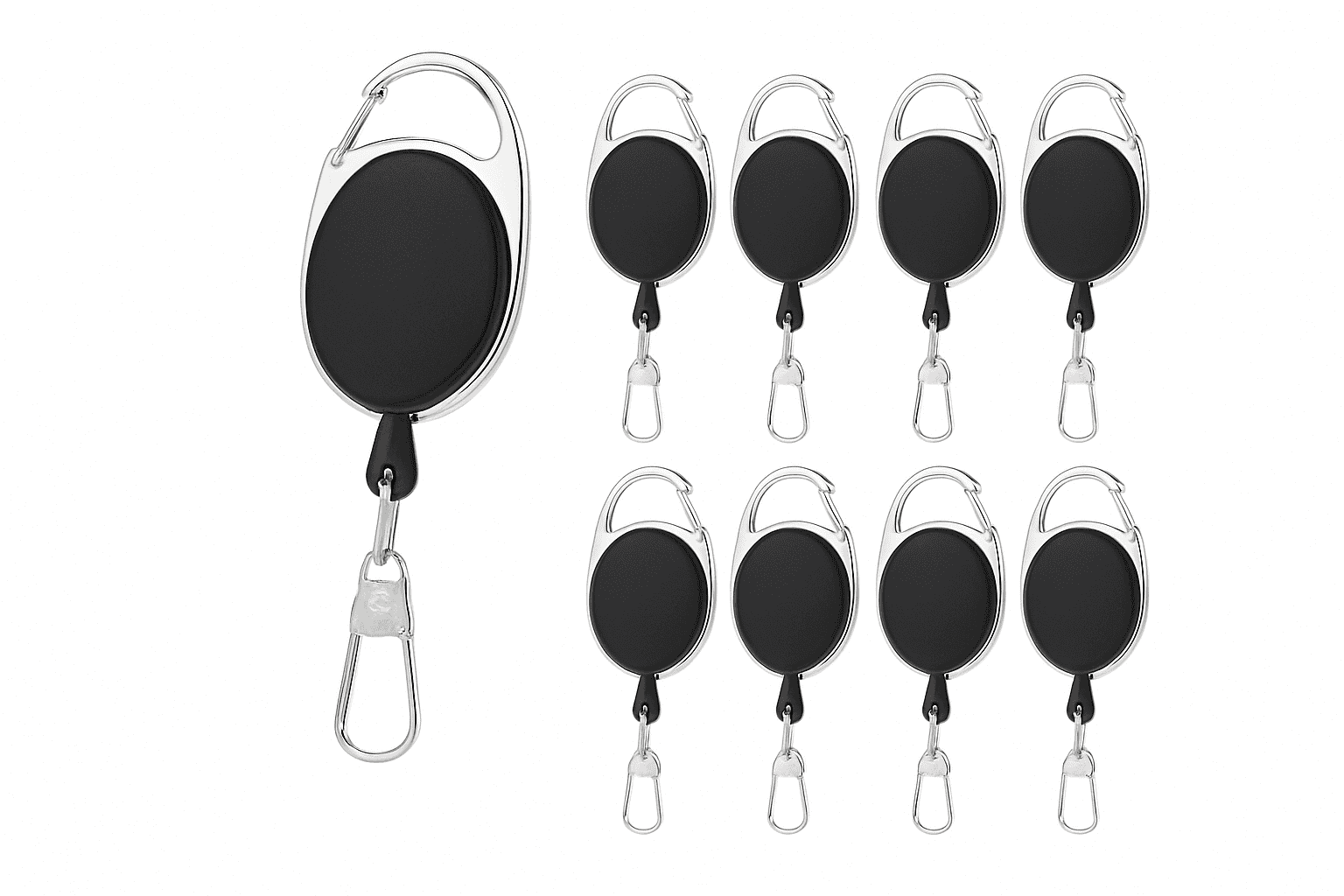 2-12pcs Retractable Key Chain Reel Badge Holder Fly Fishing Zinger Retractor with Quick Release Spring Clip Fishing Accessories-6pcs / Germany