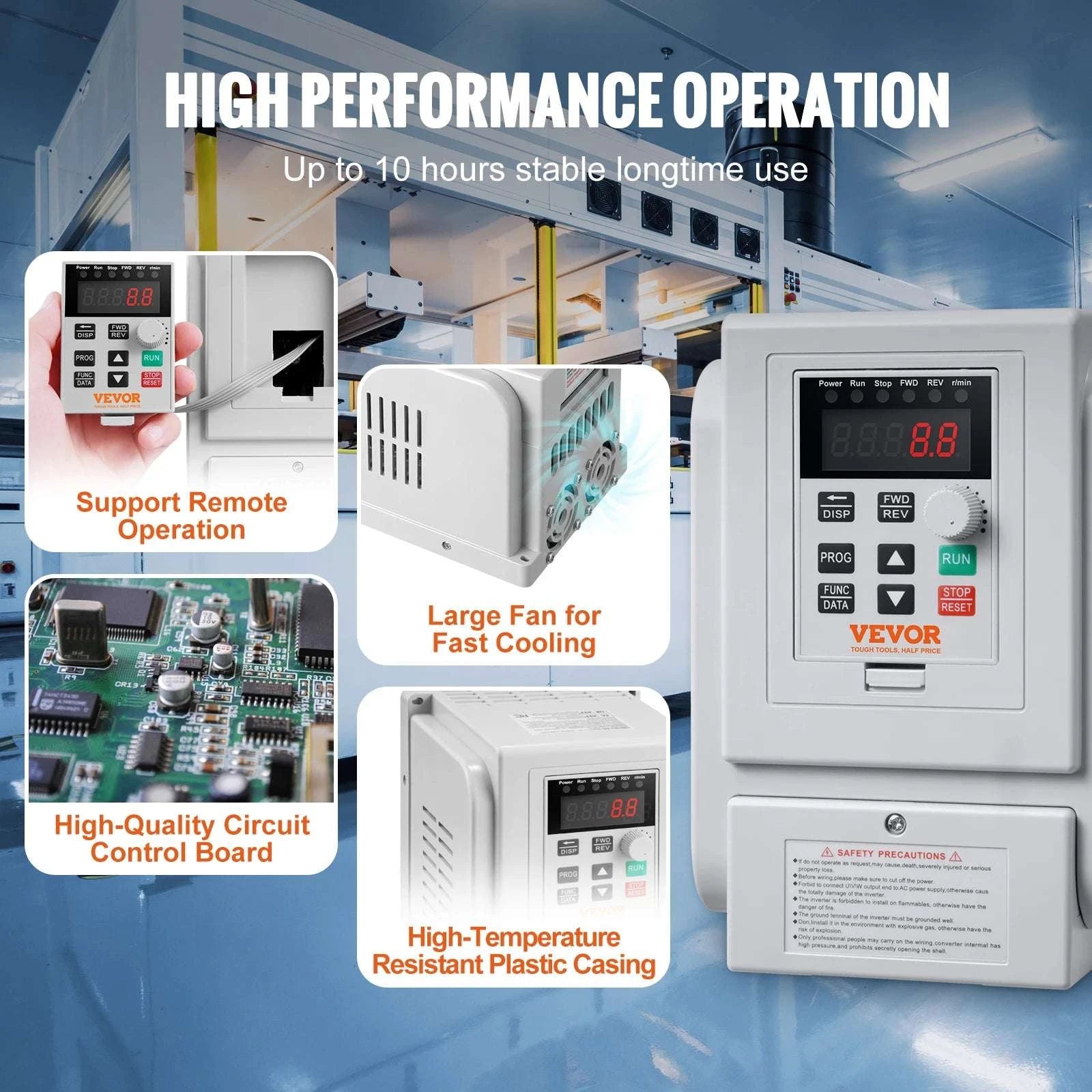 2.2KW VFD Inverter 220V 3 Phase Motor Speed Controller 10A-United States