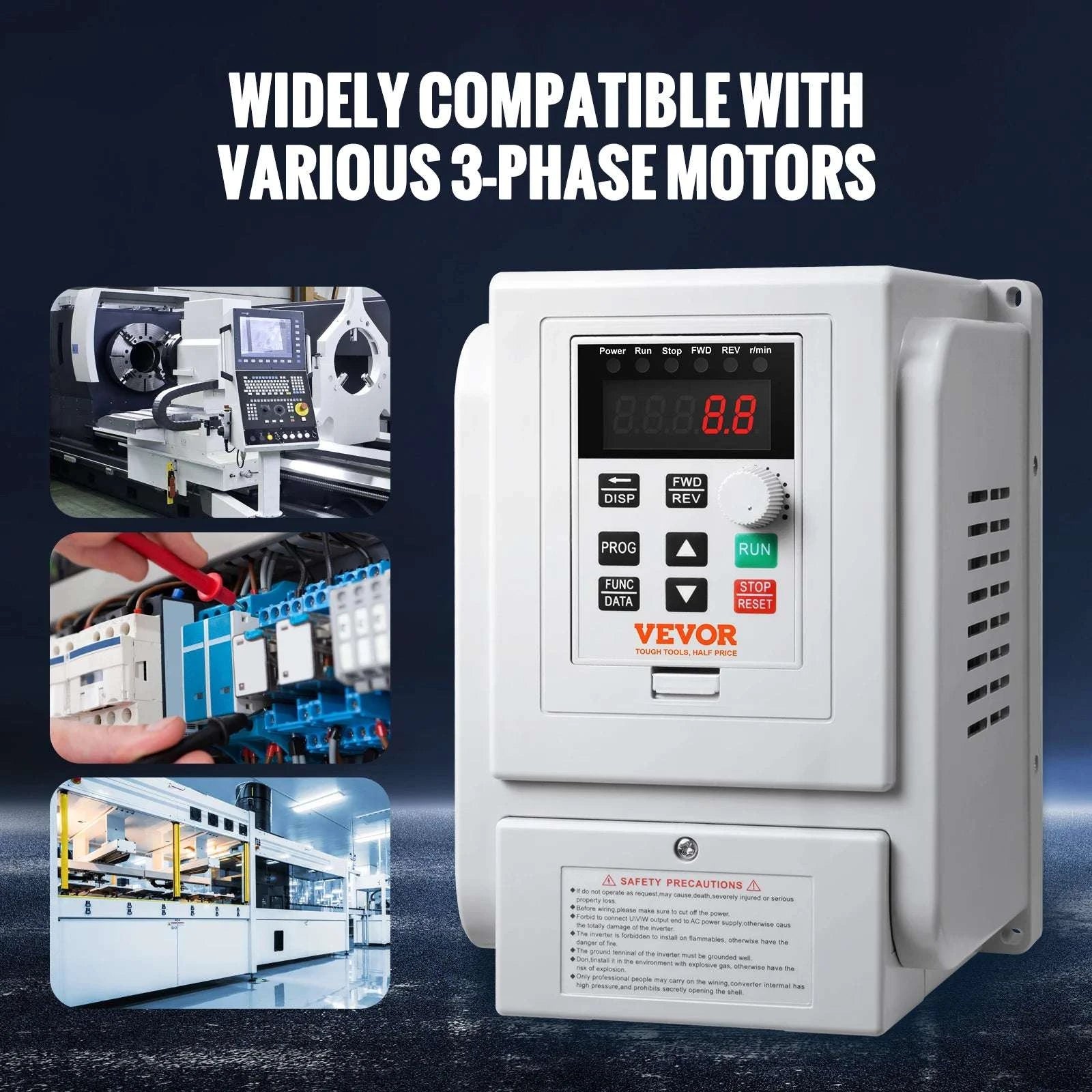 2.2KW VFD Inverter 220V 3 Phase Motor Speed Controller 10A-United States