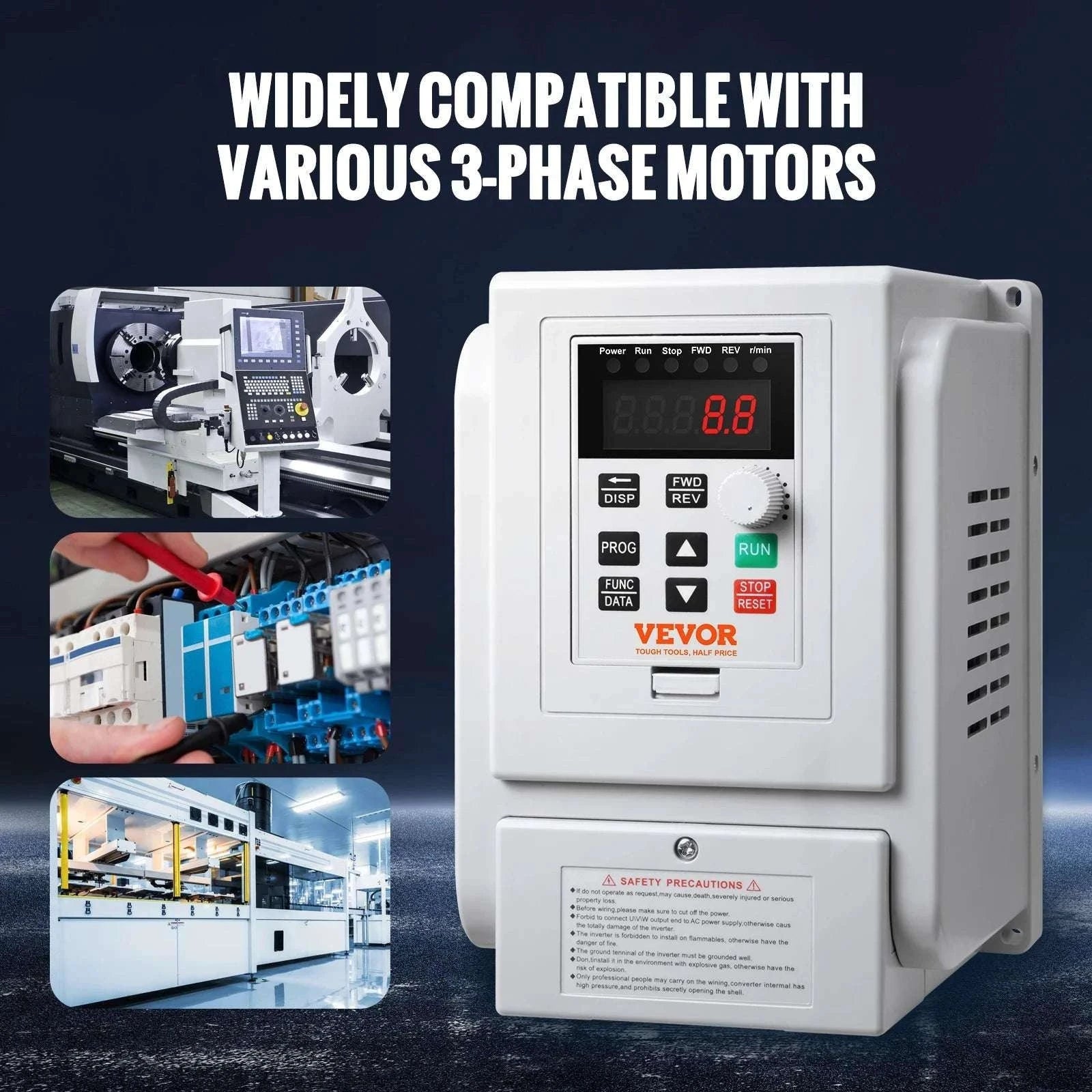 2.2KW VFD Inverter 220V 3 Phase Motor Speed Controller 10A-United States