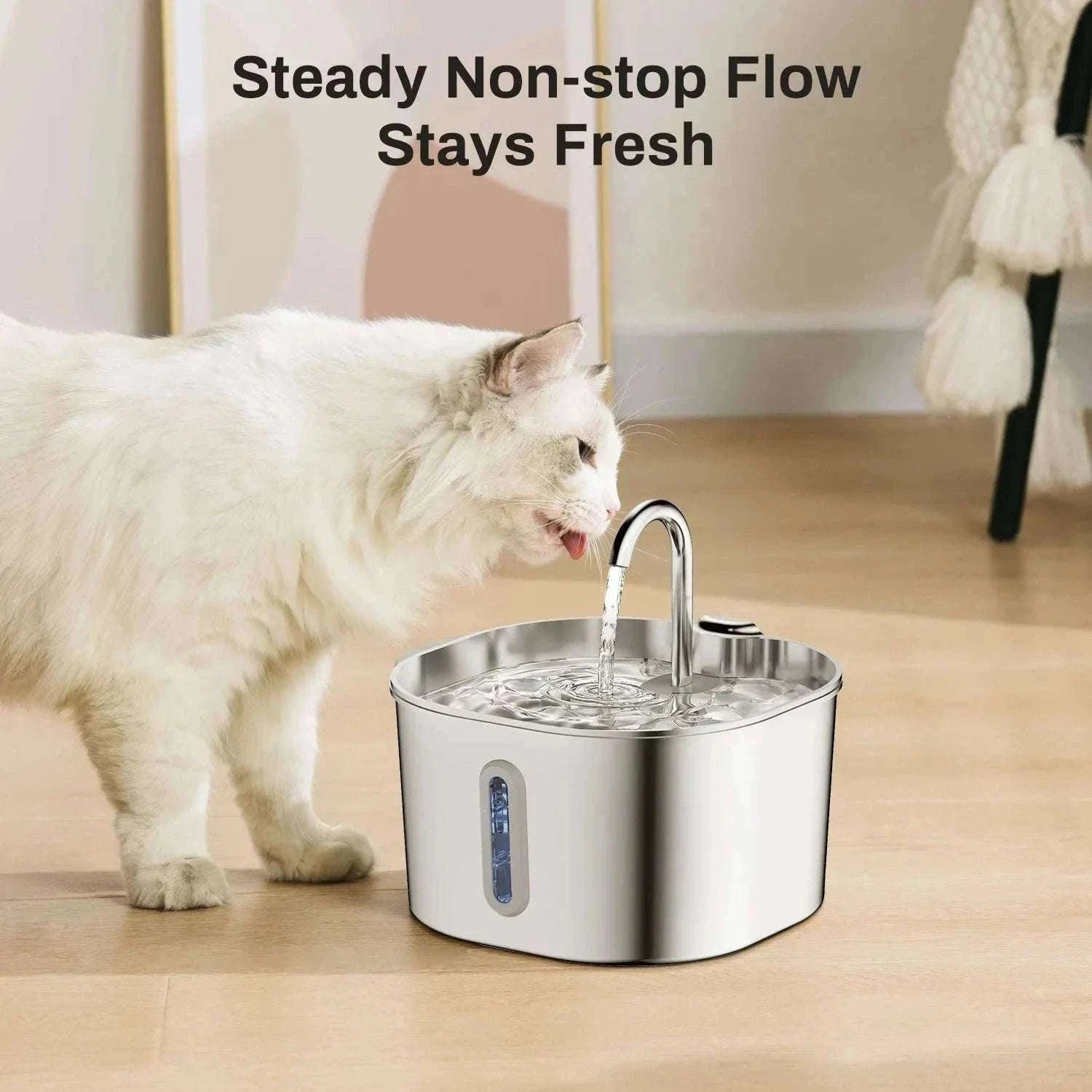 2.2L Stainless Steel Automatic Cat Water Fountain-2.2L-4Filters-Sensor / L / 2L