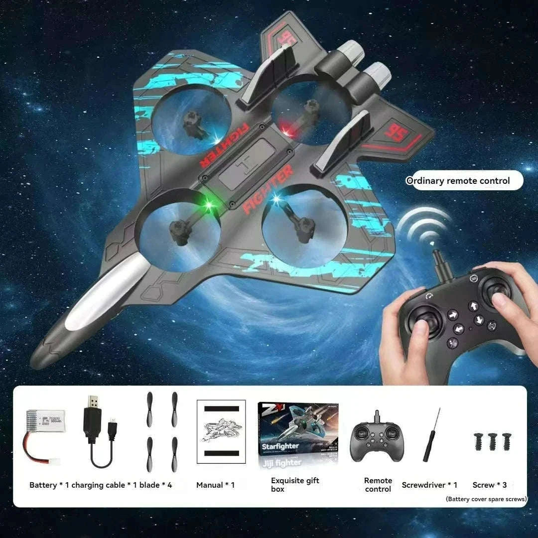 2.4G Remote Control Fighter Foam Glider with LED Lights-Blue