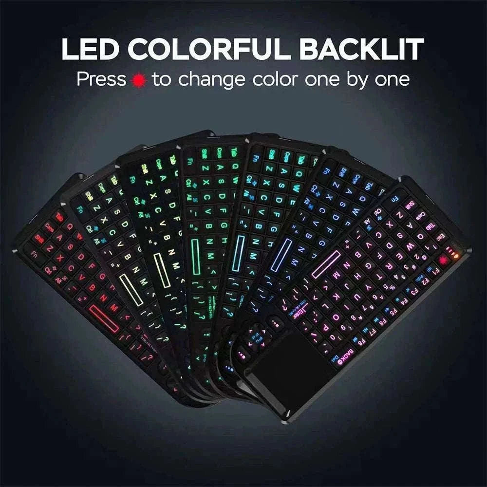 2.4G Wireless Keyboard with Backlight, Touchpad, and Flashlight-Spanish / White-Backlit