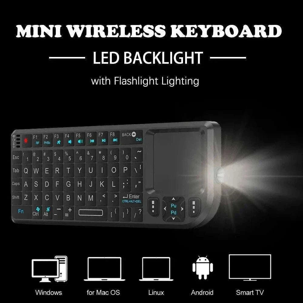 2.4G Wireless Keyboard with Backlight, Touchpad, and Flashlight-Spanish / White-Backlit