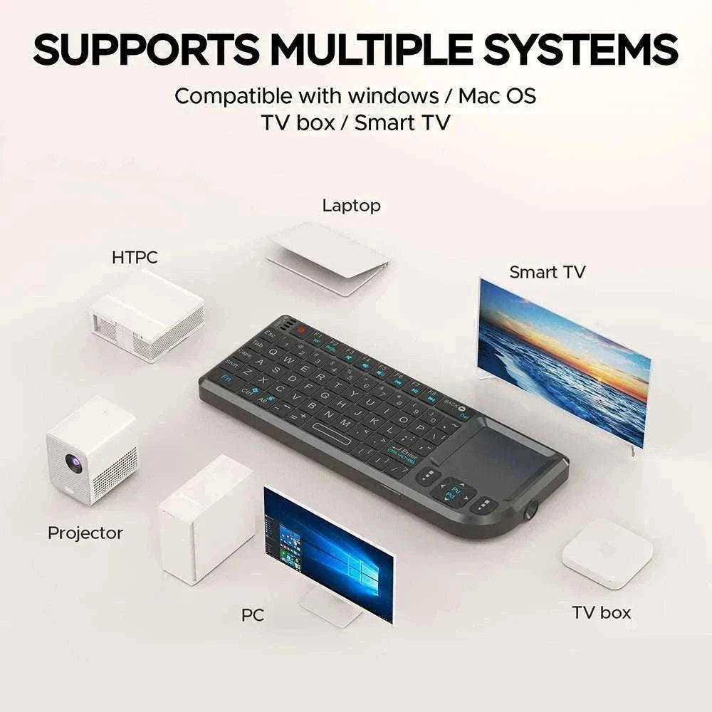 2.4G Wireless Keyboard with Backlight, Touchpad, and Flashlight-Spanish / White-Backlit