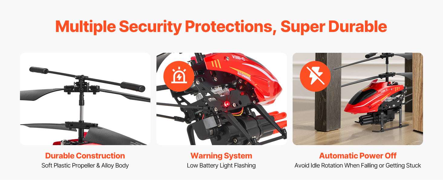 2.4GHz RC Helicopter with Altitude Hold & LED Lights for Kids-Red / United States