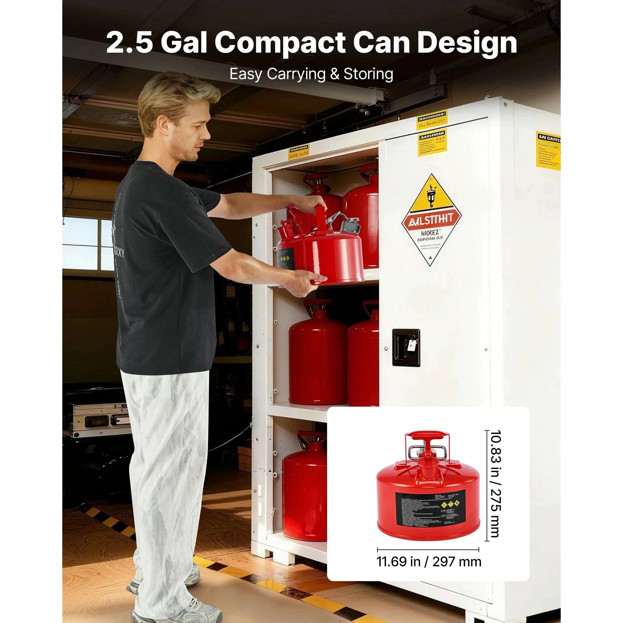 2.5/5 Gallon Safety Gas Can with Self-Closing Lid & Metal Spout-5 Gal / United States