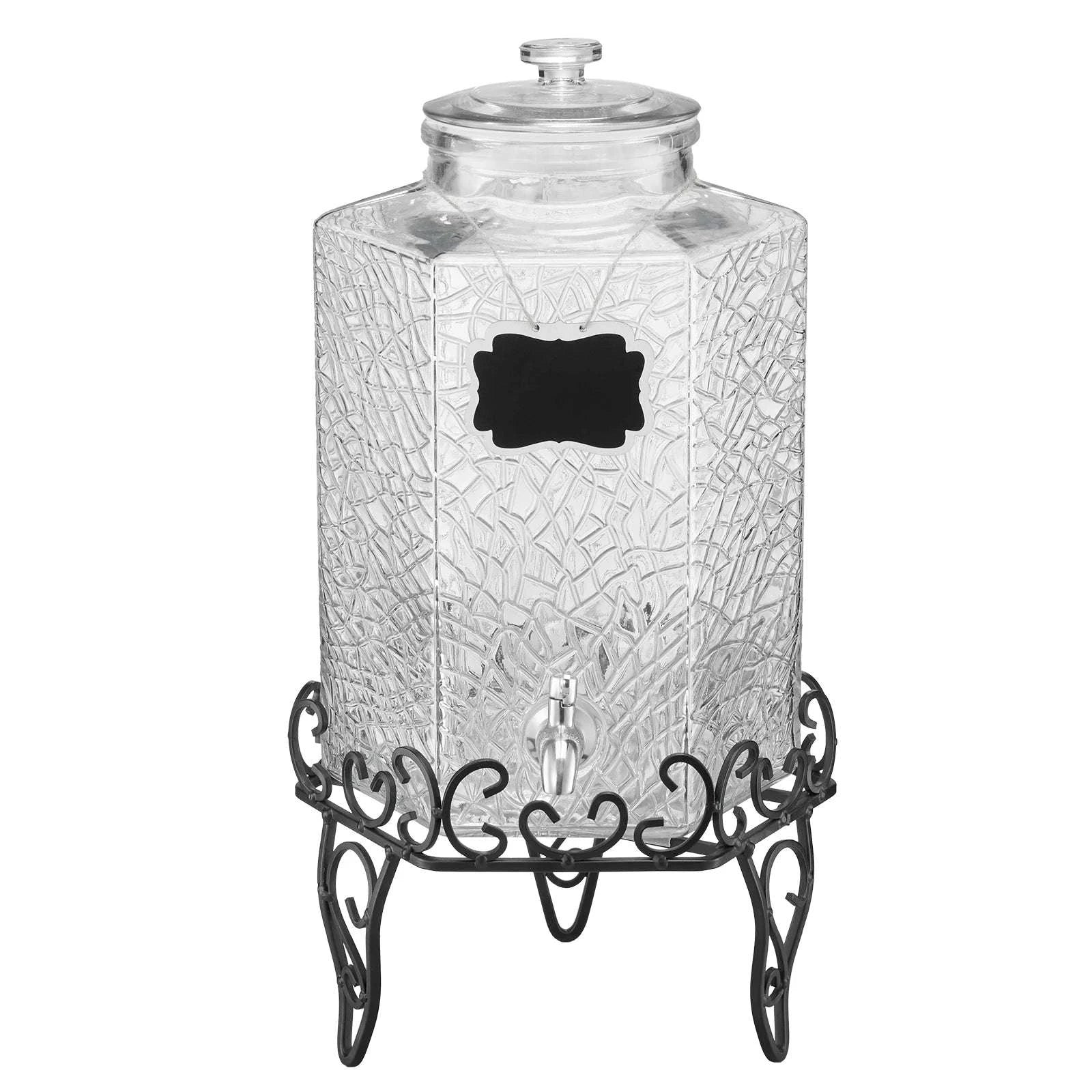 2.5 Gallon Glass Beverage Dispenser with Stand & Leak-Proof Spigot-2.5 gal / United States