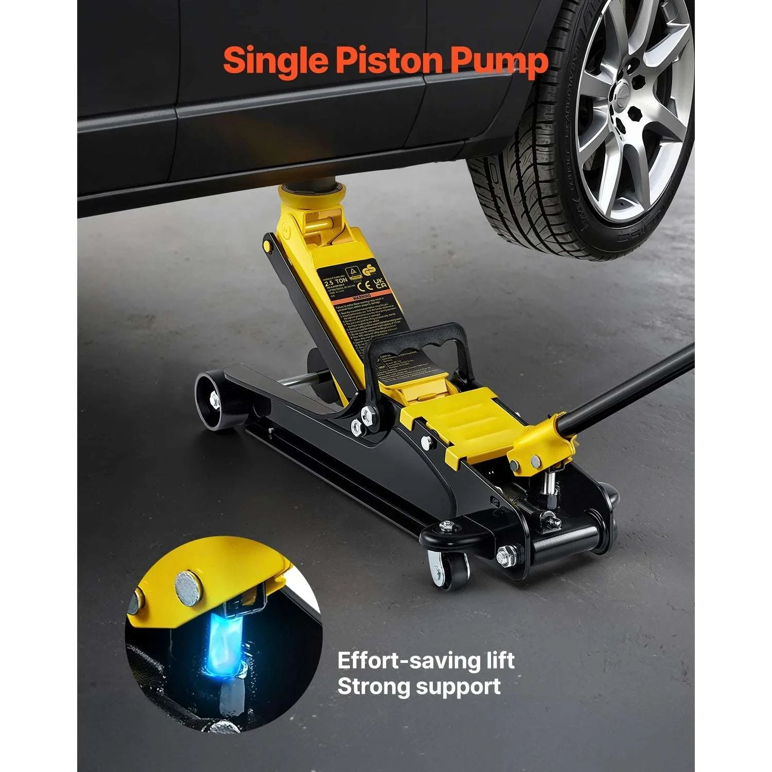 2.5 Ton Low Profile Hydraulic Floor Jack with Steel Wheels-Poland
