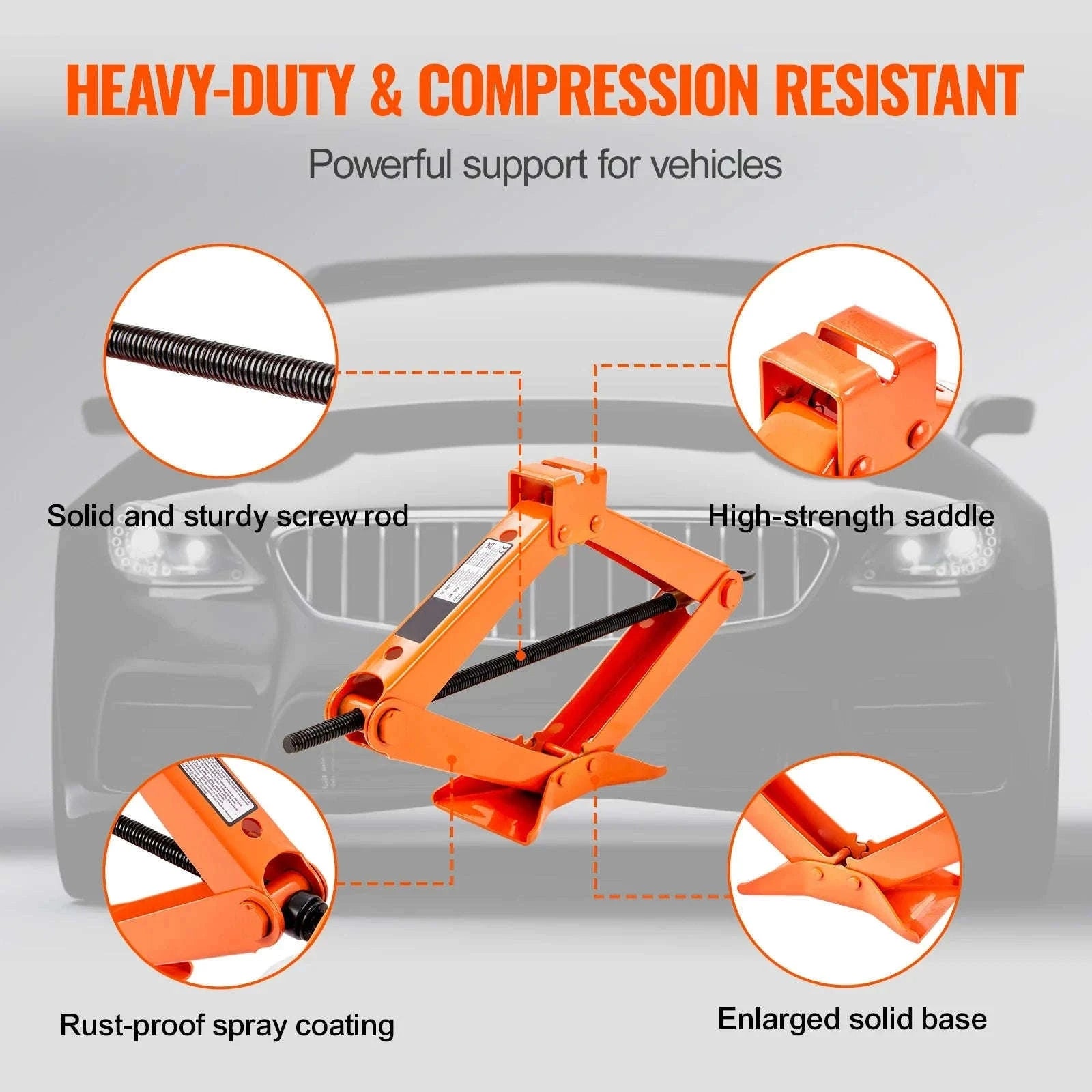 2.5 Ton Scissor Car Jack Kit with 3.7–17.1" Lift Range-2.5 T / spain
