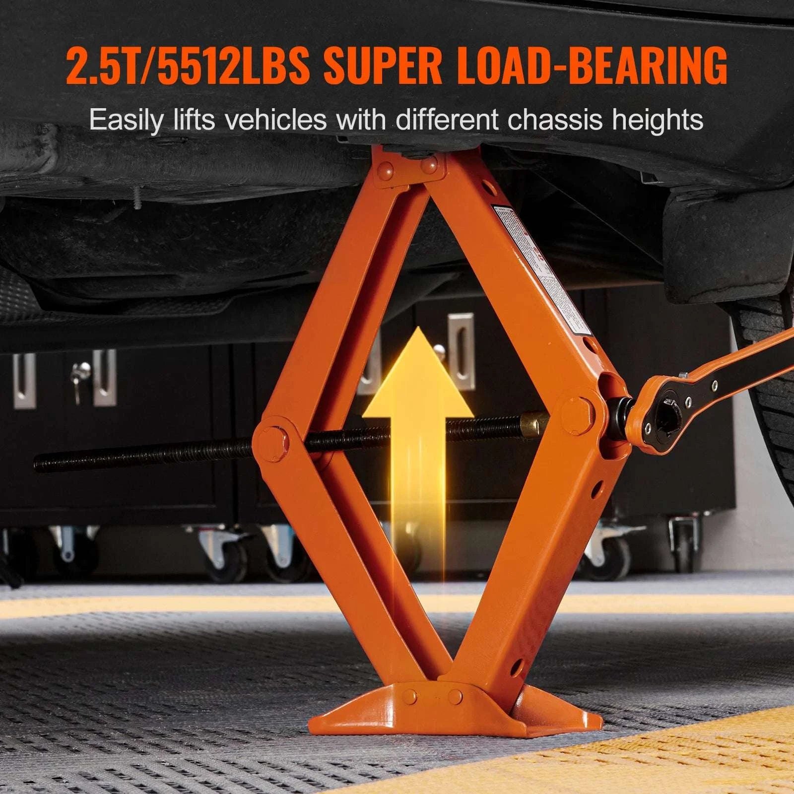 2.5 Ton Scissor Car Jack Kit with Wrench, 3.7"–17.1" Lift Range-france
