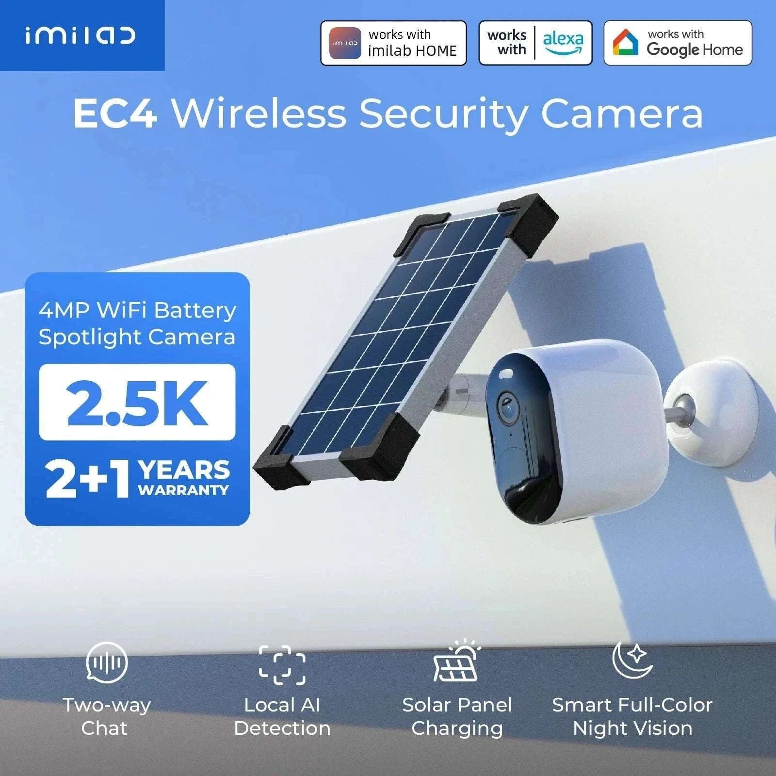 2.5K Solar WiFi Security Camera with Battery & Two-Way Audio-EU Plug / United States / 1 Camera 1Hub