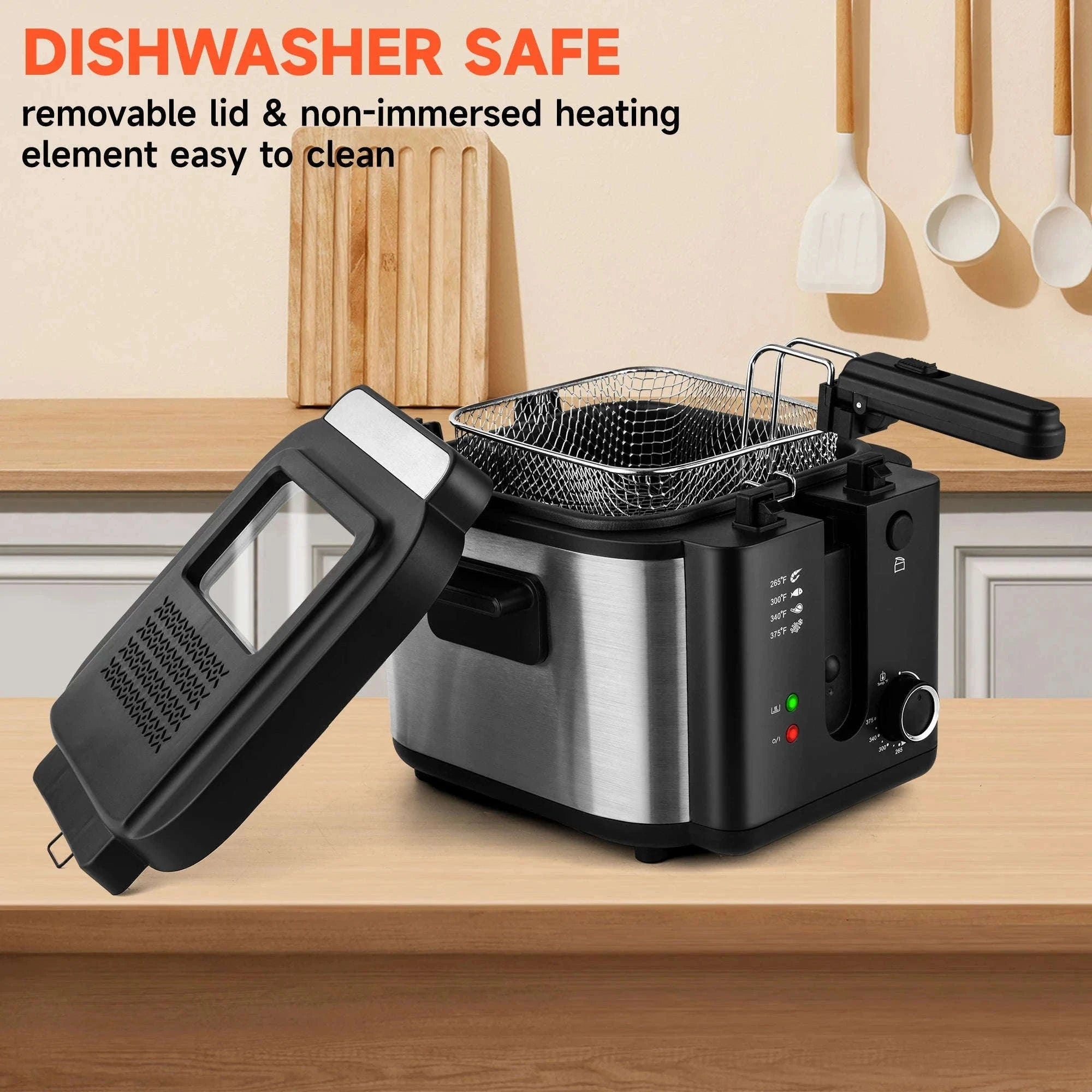2.5L 1500W Electric Deep Fryer with Adjustable Thermostat-2.5L / Single Tank / US|United States