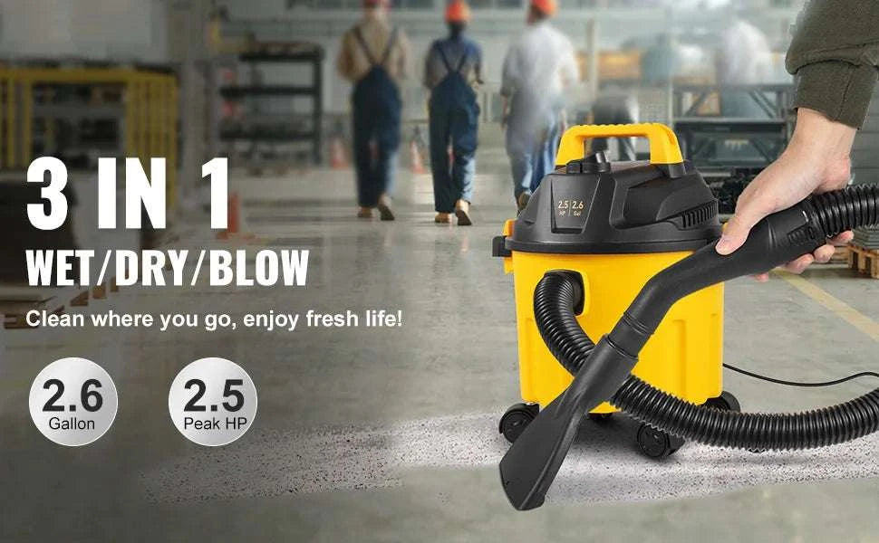 2.6 Gallon Wet Dry Shop Vacuum 2.5 HP with Blower Function-United States