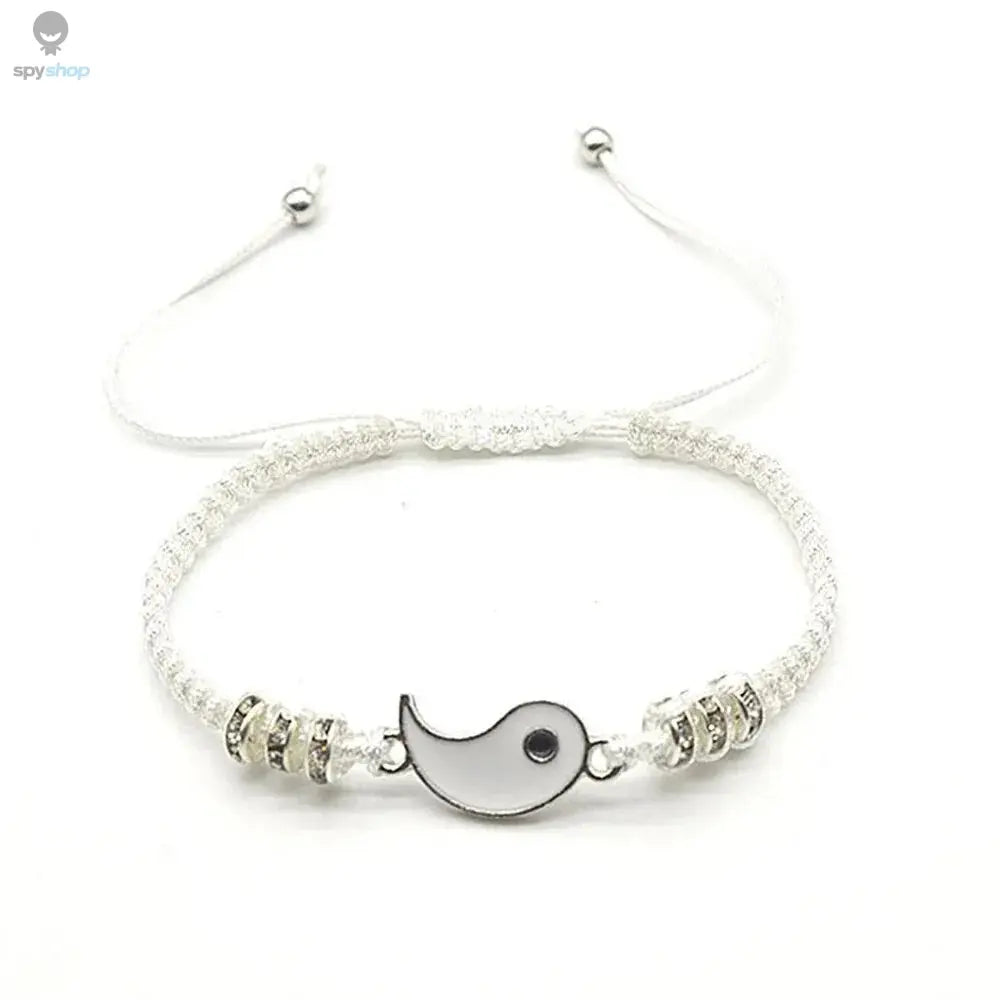 2 PC Jewelry Set Couple Black White Tai Chi Bracelet Rope Adjustable Chain Set Simple Style Daily Wear Jewelry 