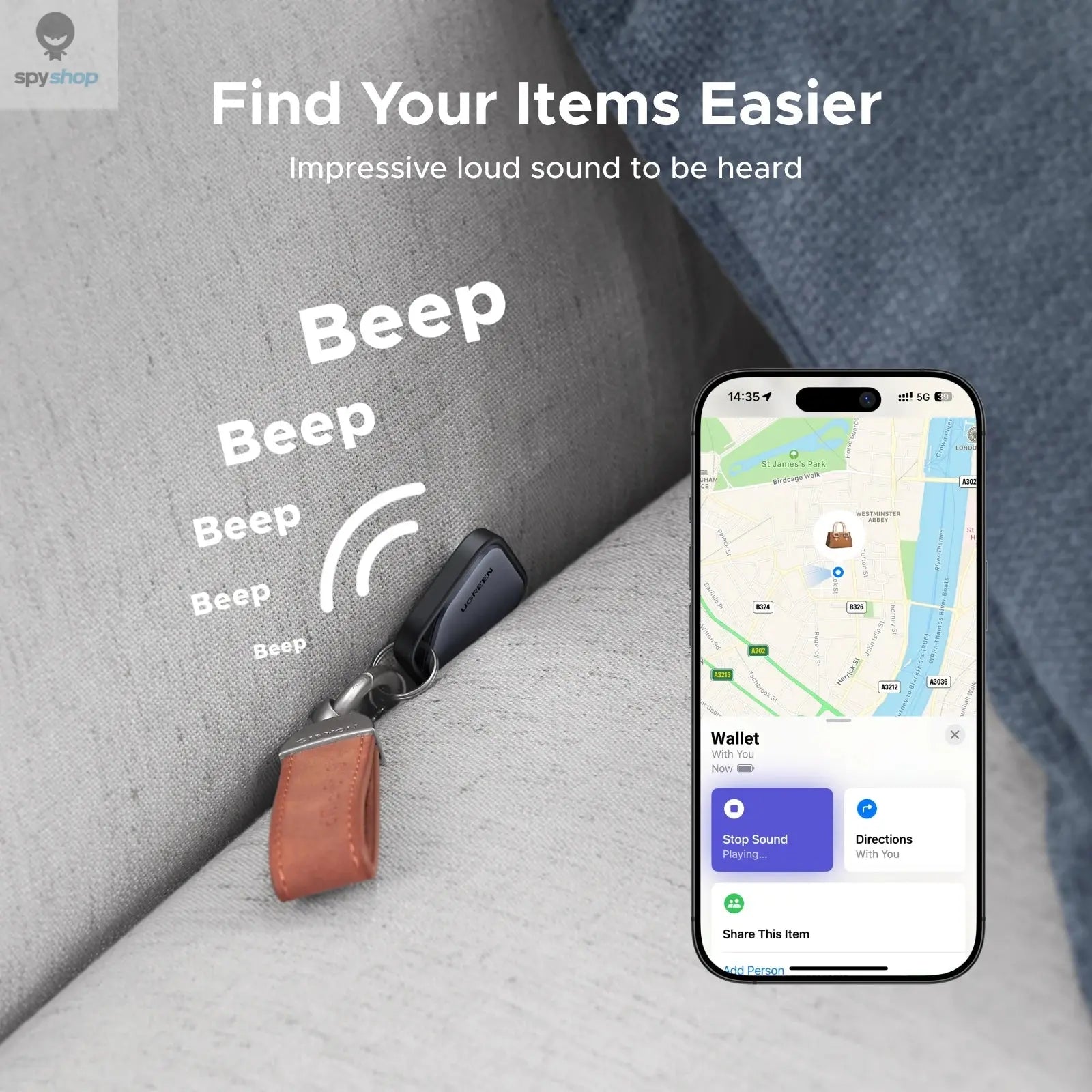 【2-Pack】 Smart Tag Bluetooth Tracker, Keys Finder Item Locator SmartTag Up to 2 Year Battery For iPhone Apple Find My (only IOS) 