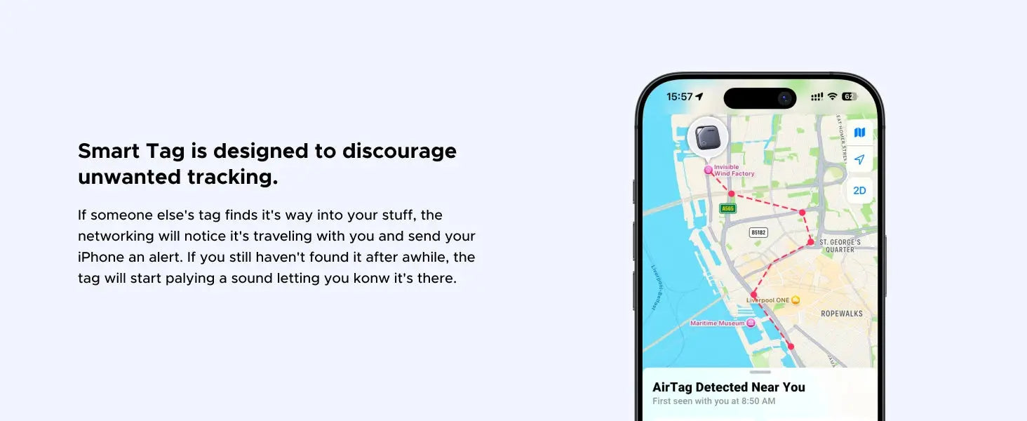 【2-Pack】 Smart Tag Bluetooth Tracker, Keys Finder Item Locator SmartTag Up to 2 Year Battery For iPhone Apple Find My (only IOS) 