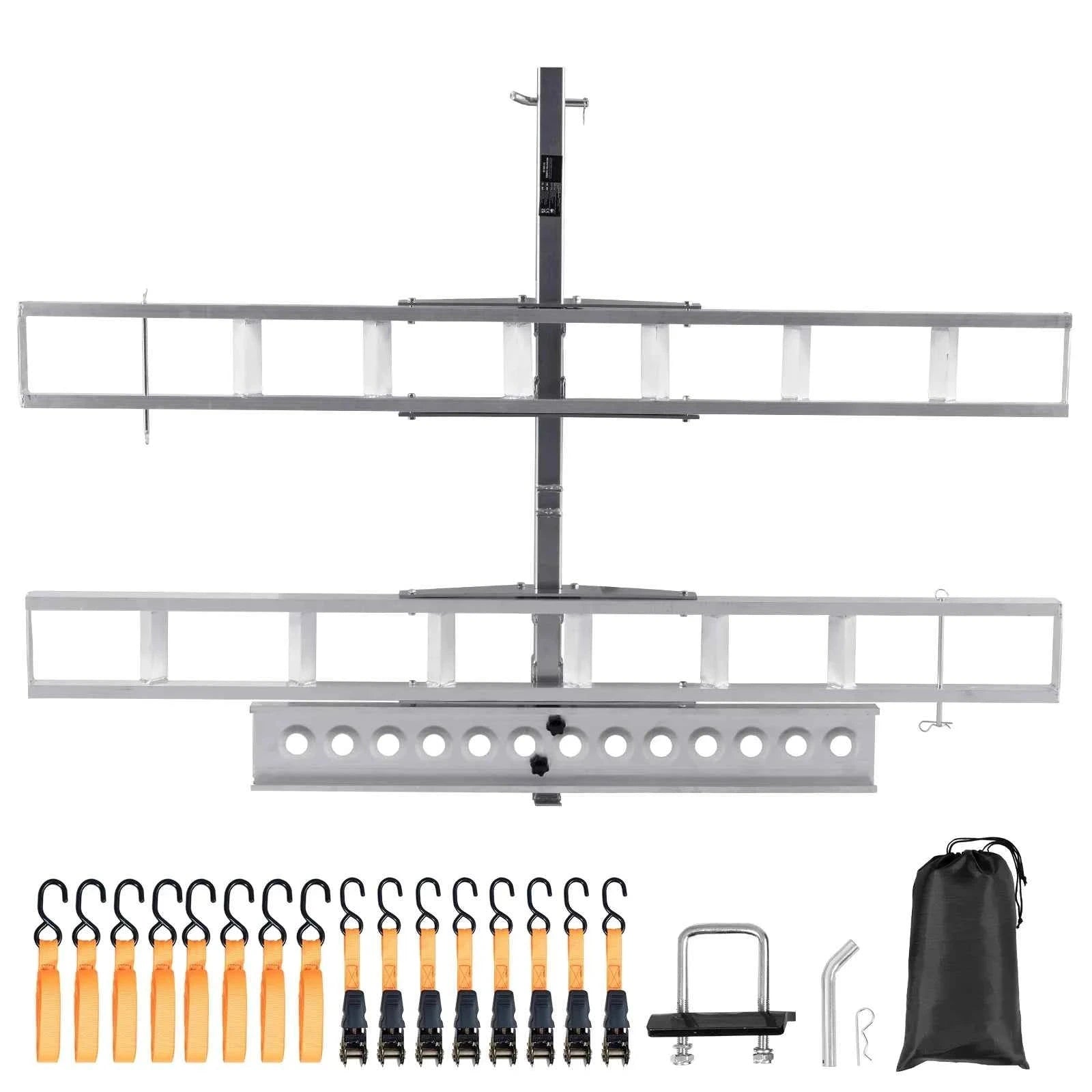2-Bike Motorcycle Carrier Hitch Mount with Ramp 600 lbs Aluminum-Aluminum / United States