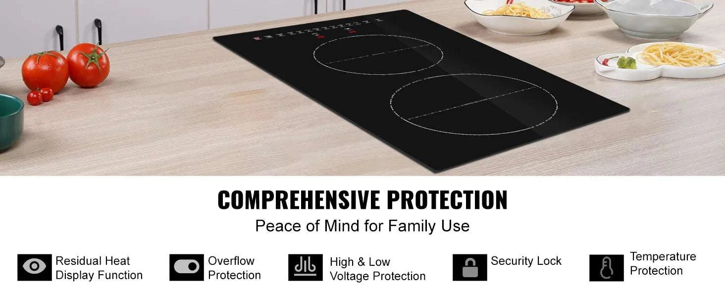 2 Burner Induction Cooktop with Touch Control and Safety Features-24inch 1800W / United States
