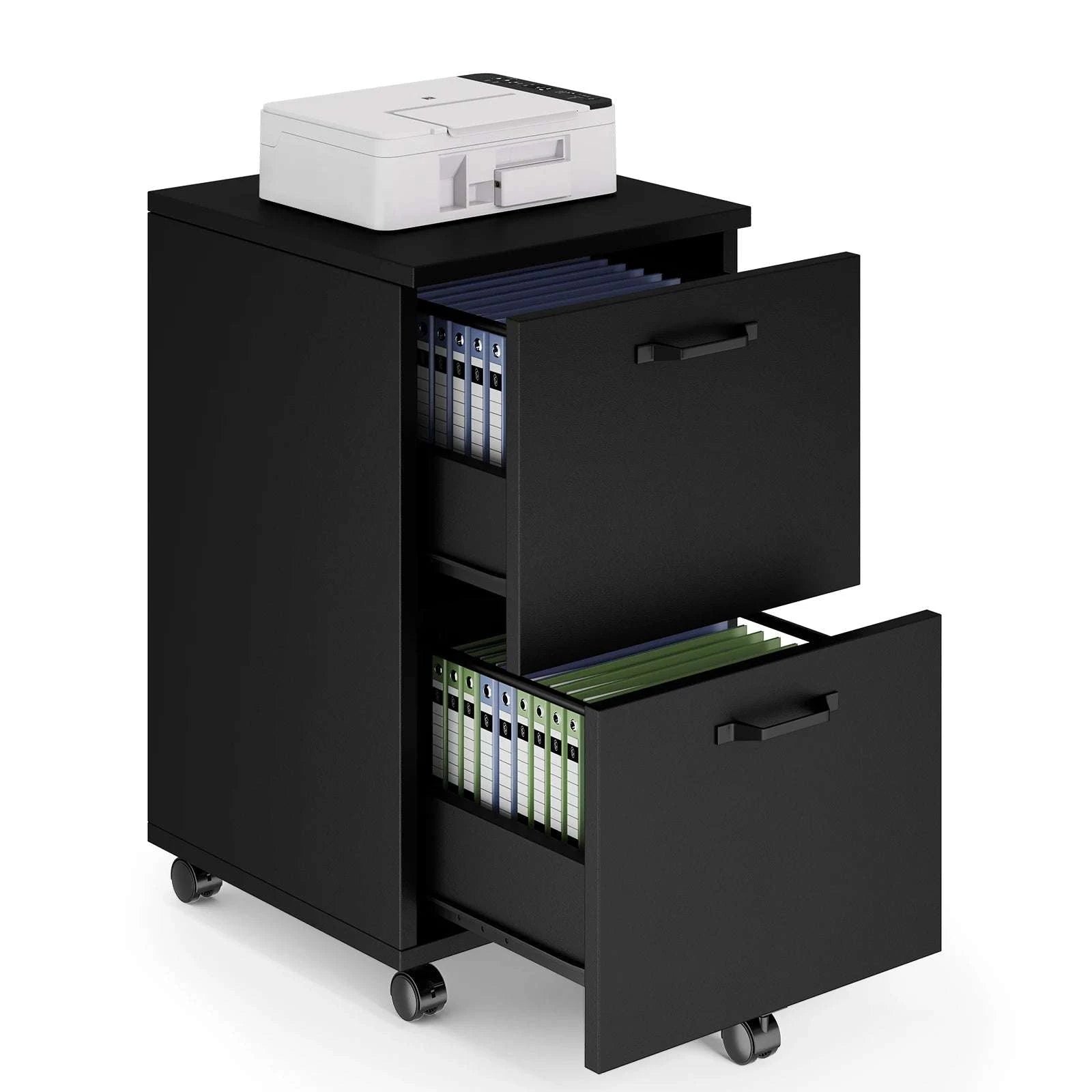 2-Drawer Rolling File Cabinet with Lockable Wheels for Home Office-WHITE / United States