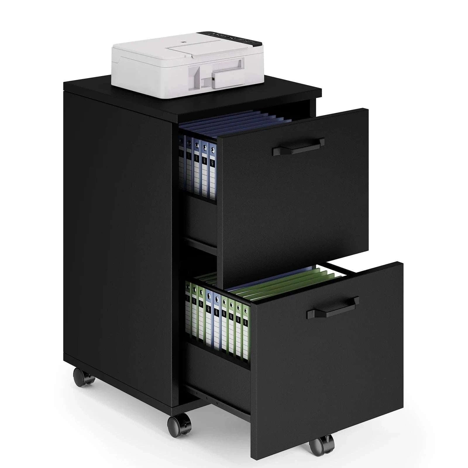 2-Drawer Rolling File Cabinet with Lockable Wheels for Home Office-WHITE / United States