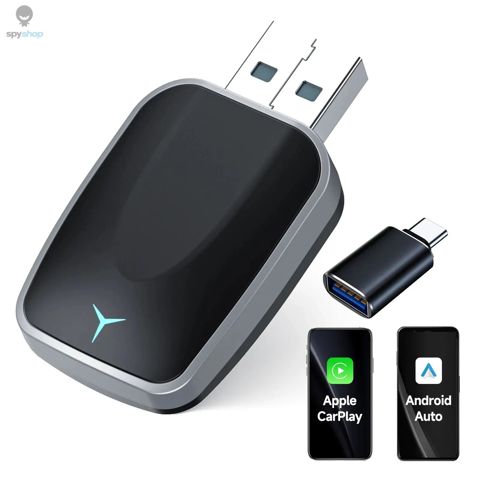 2-in-1 Wired to Wireless CarPlay Adapter & Android Auto Wireless Adapter Plug & Play Spy-shop.com