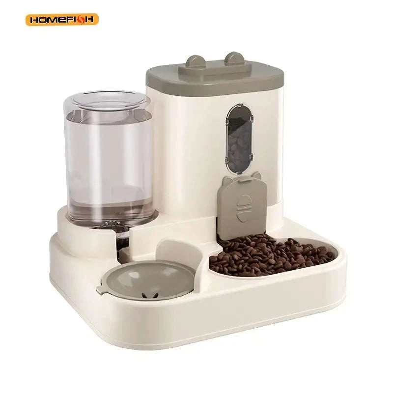 2‑in‑1 Automatic Cat Food Dispenser with Integrated Water Supply-Whale ash / China Mainland