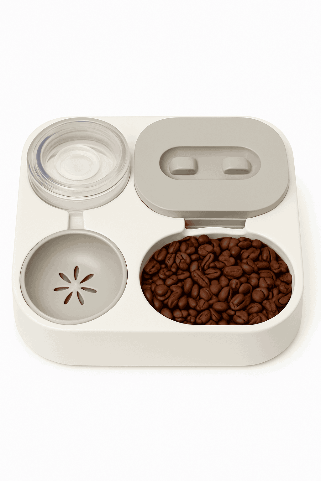 2-in-1 Automatic Cat Food Dispenser with Water Supply-Whale ash / China Mainland