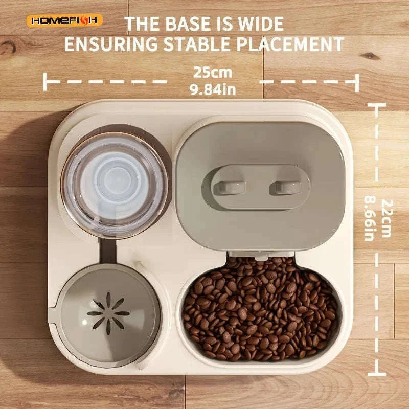 2-in-1 Automatic Cat Food Dispenser with Water Supply-Whale ash / China Mainland