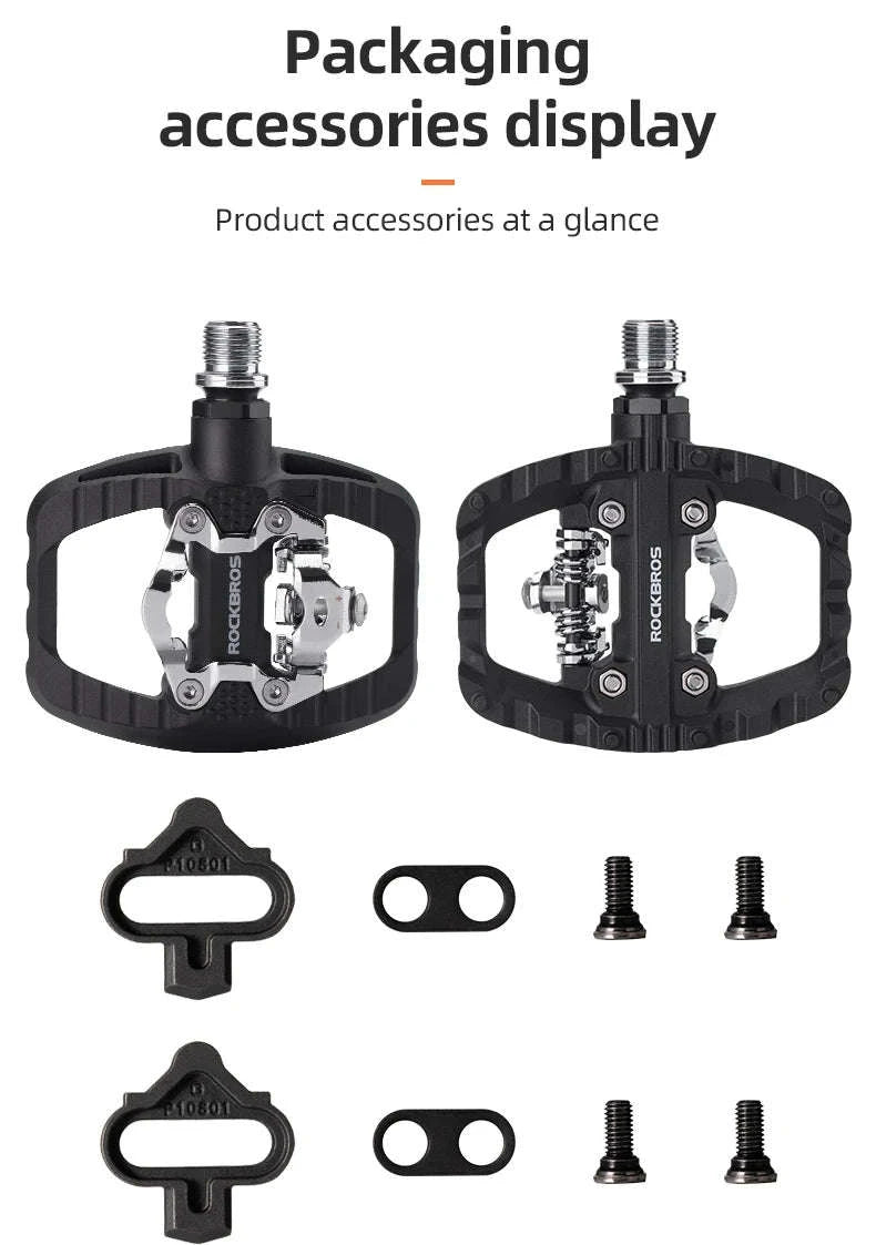 2-in-1 Bike Pedals Flat & Clipless Anti-Slip Platform for Shimano-370010001