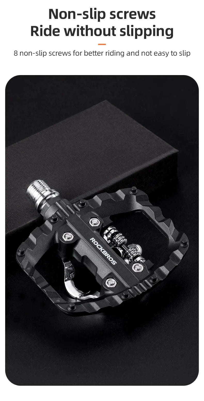 2-in-1 Bike Pedals Flat & Clipless Anti-Slip Platform for Shimano-370010001