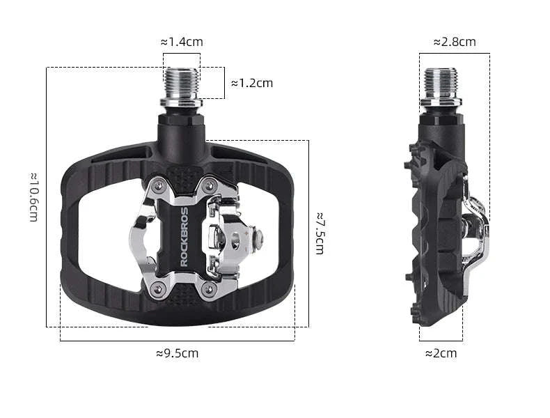 2-in-1 Bike Pedals Flat & Clipless Anti-Slip Platform for Shimano-370010001