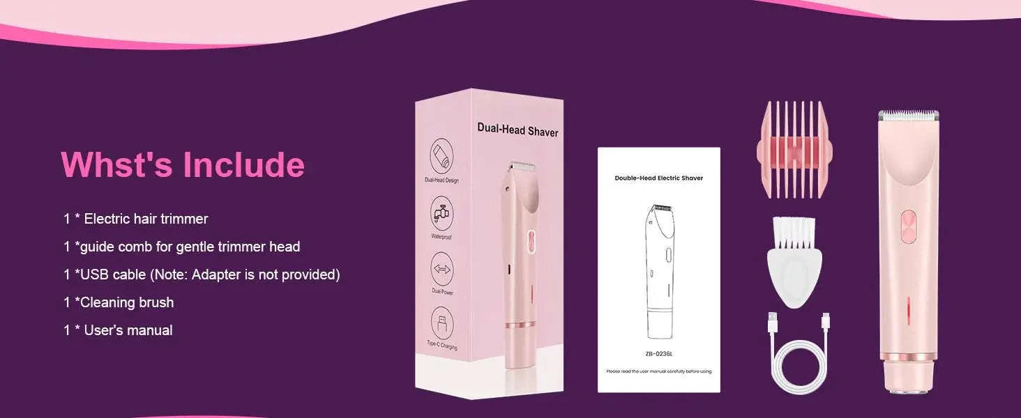 2-in-1 Bikini Trimmer & Electric Shaver for Women, Painless Hair Removal-United States / US Plug