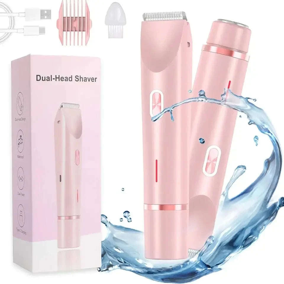 2-in-1 Bikini Trimmer & Electric Shaver for Women, Painless Hair Removal-United States / US Plug