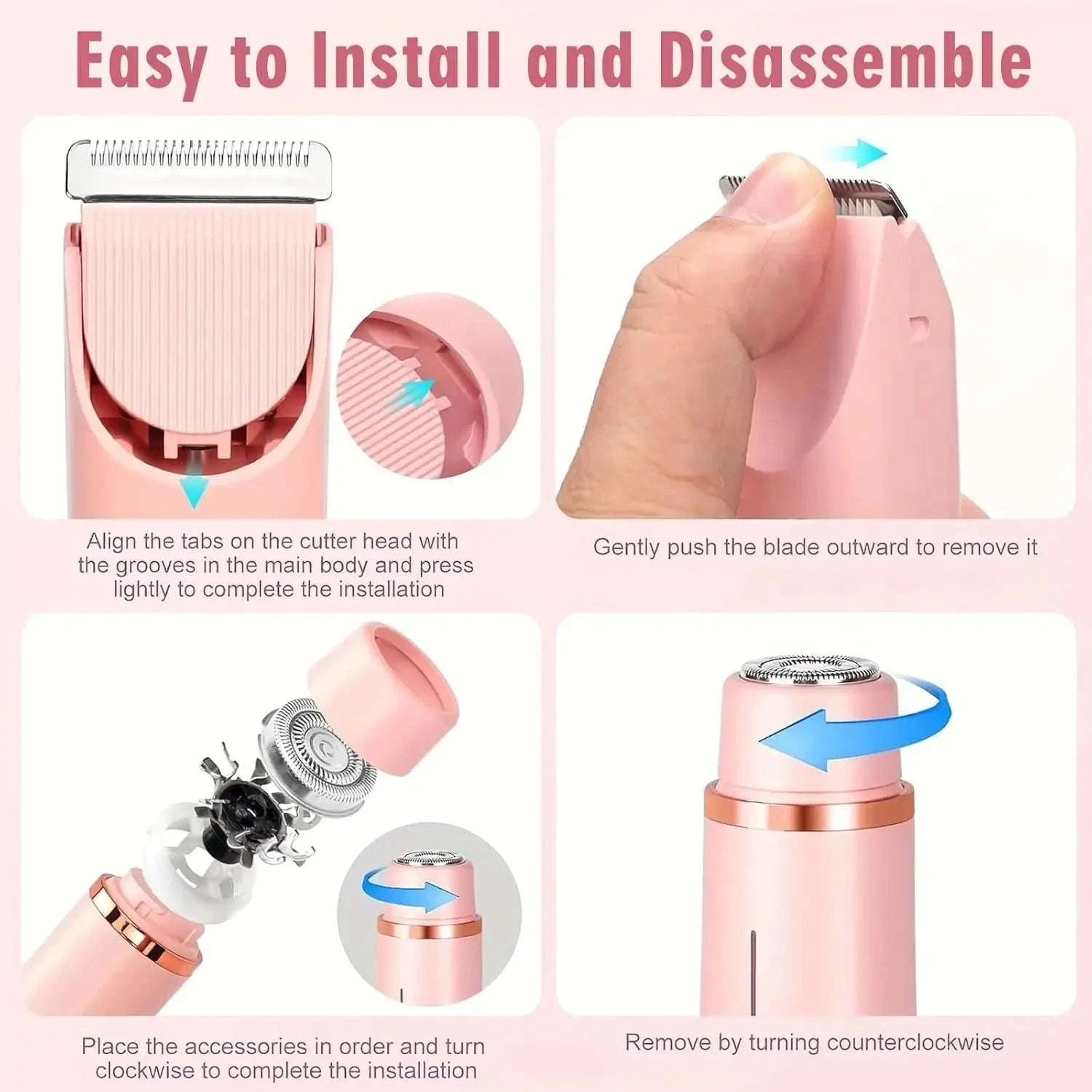 2-in-1 Bikini Trimmer & Electric Shaver for Women, Painless Hair Removal-United States / US Plug