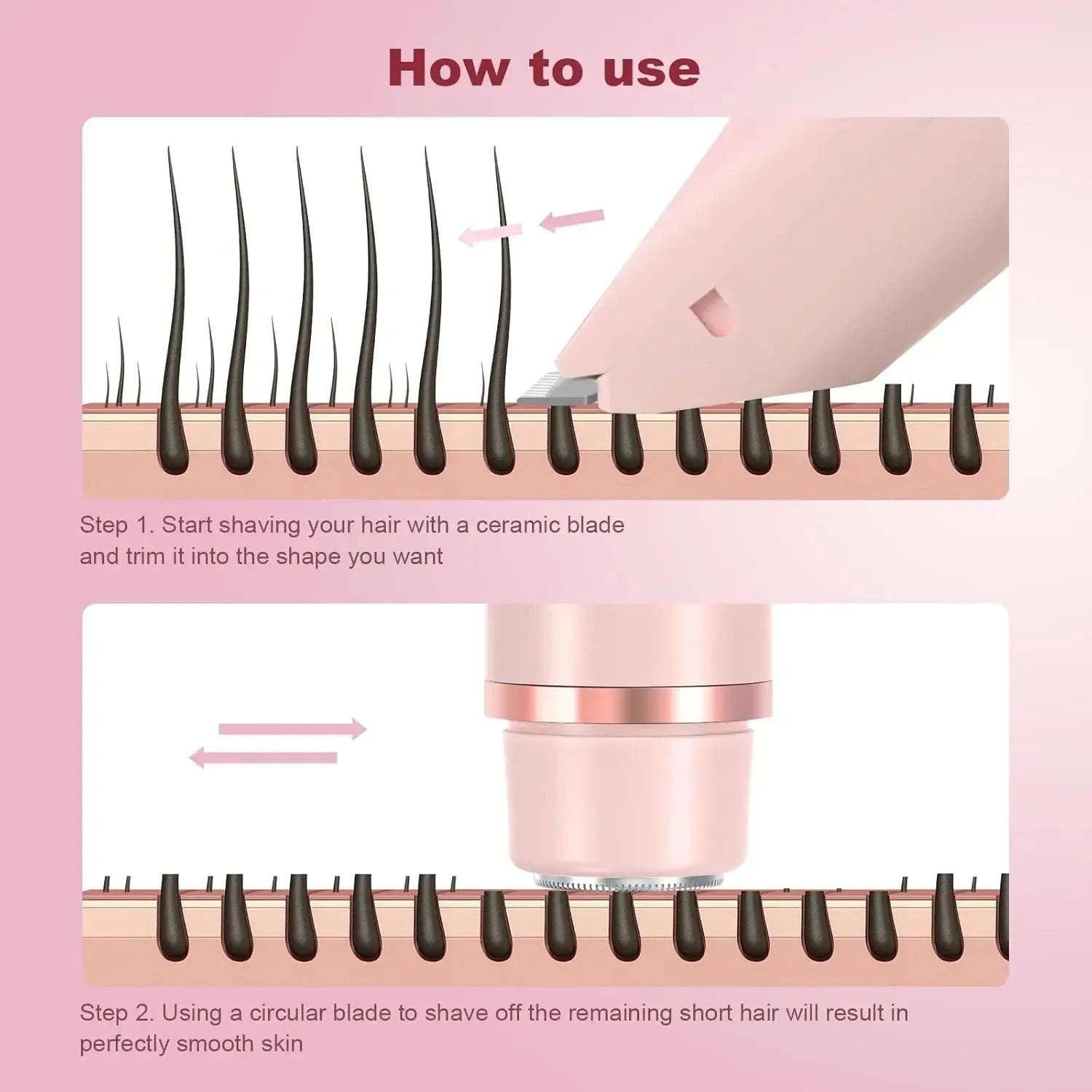 2-in-1 Bikini Trimmer & Electric Shaver for Women, Painless Hair Removal-United States / US Plug