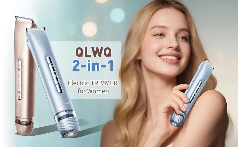 2-in-1 Bikini Trimmer for Women Dual Head Electric Shaver Wet & Dry-Gold / United States