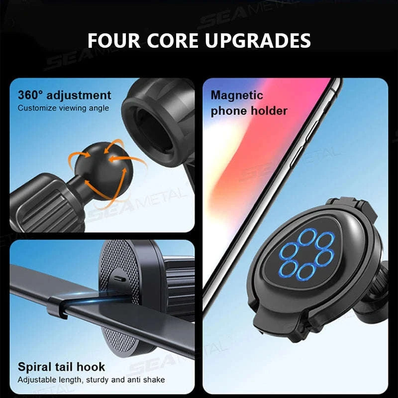2-in-1 Car Cup Holder and Magnetic Phone Mount-Blue