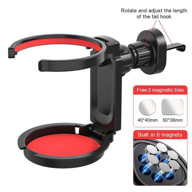 2-in-1 Car Cup Holder and Magnetic Phone Mount-Blue