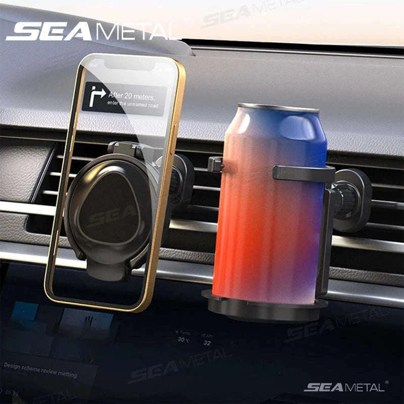 2-in-1 Car Cup Holder and Magnetic Phone Mount-Blue