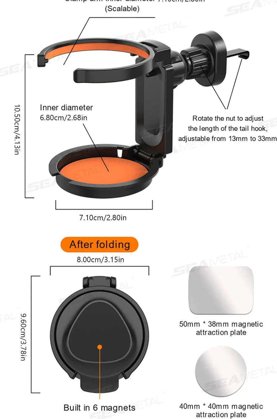 2-in-1 Car Cup Holder and Magnetic Phone Mount-Blue