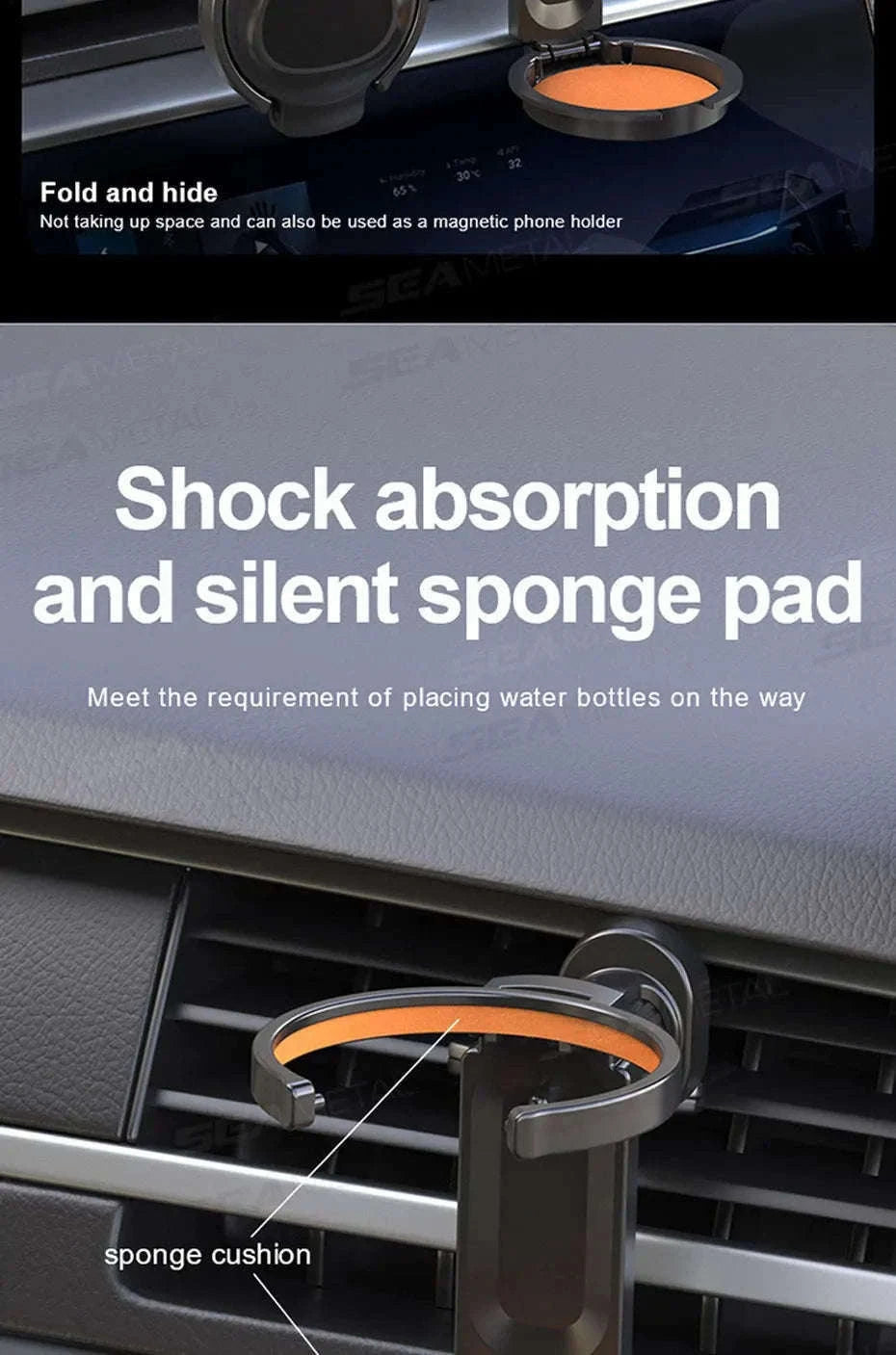 2-in-1 Car Cup Holder and Magnetic Phone Mount-Blue