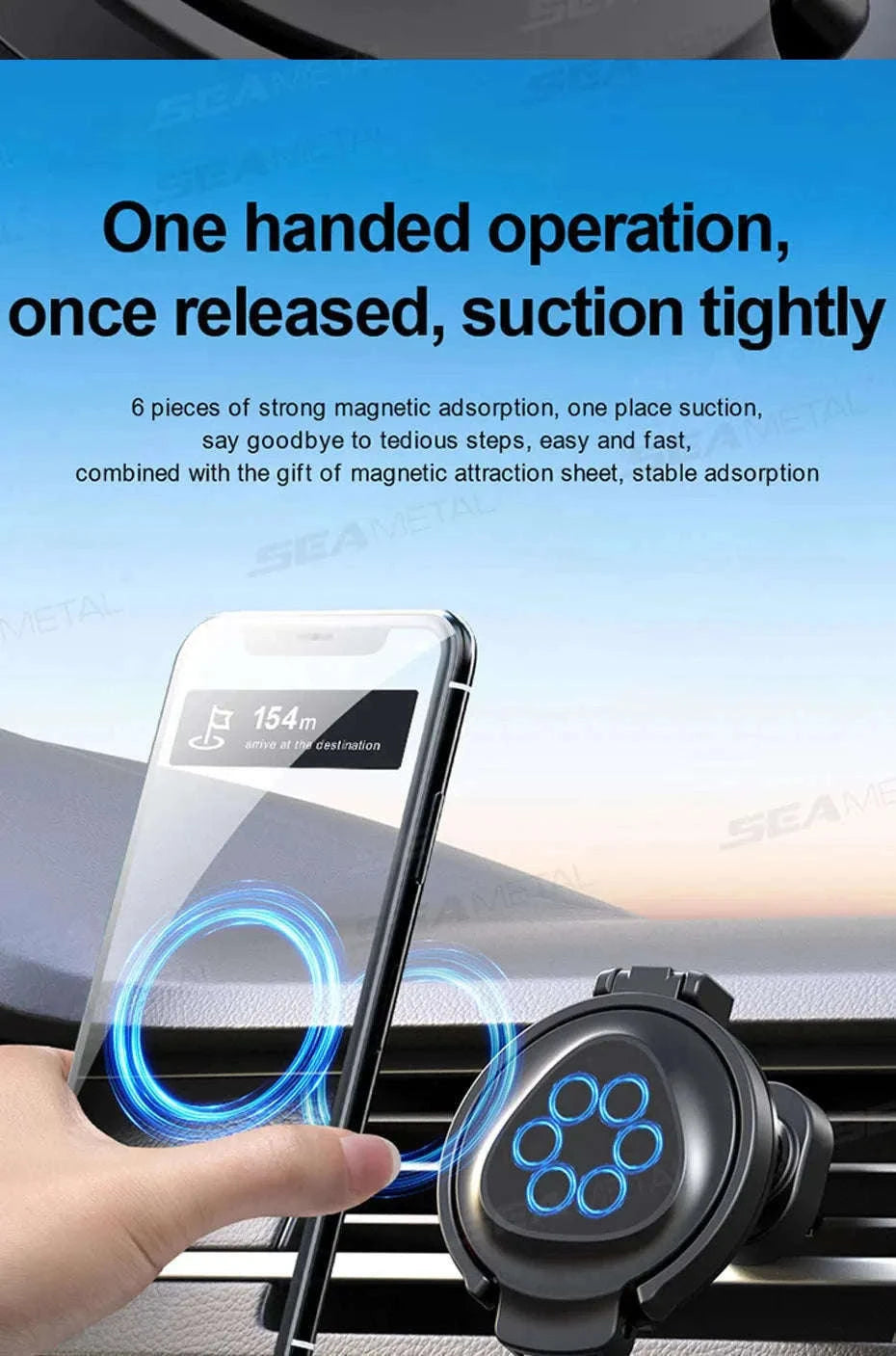 2-in-1 Car Cup Holder and Magnetic Phone Mount-Blue