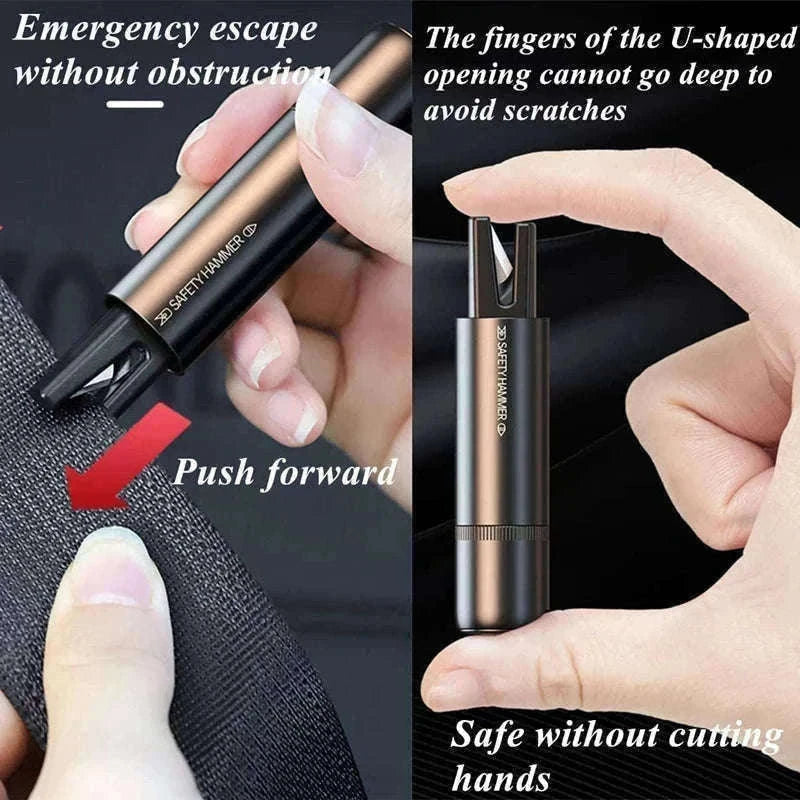 2 in 1 Car Emergency Hammer and Seat Belt Cutter-Alloy-Black