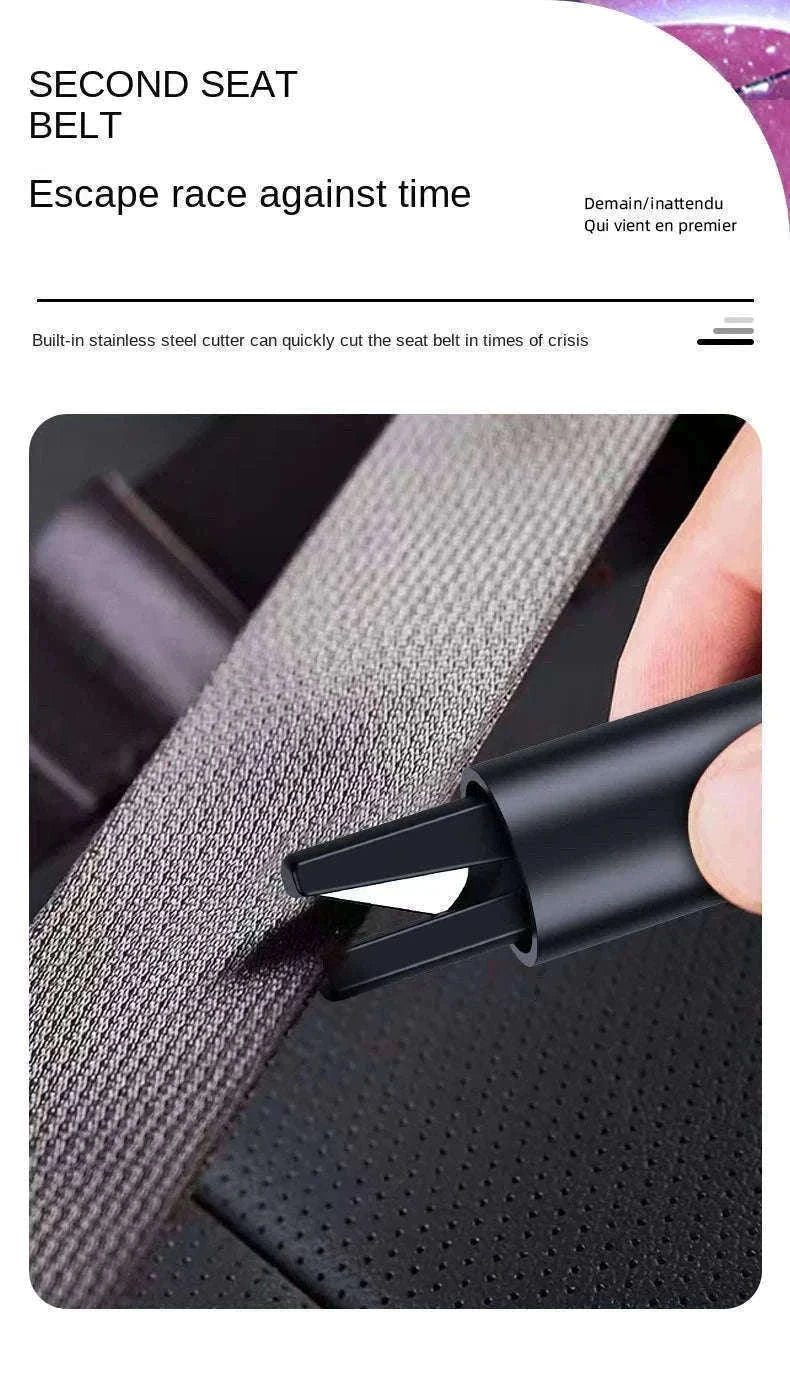 2 in 1 Car Emergency Hammer and Seat Belt Cutter-Alloy-Black