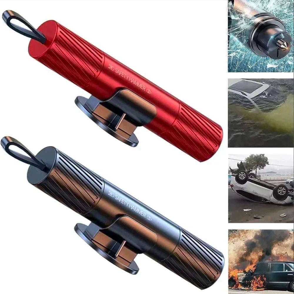 2-in-1 Car Emergency Window Breaker and Seat Belt Cutter-red B / China Mainland
