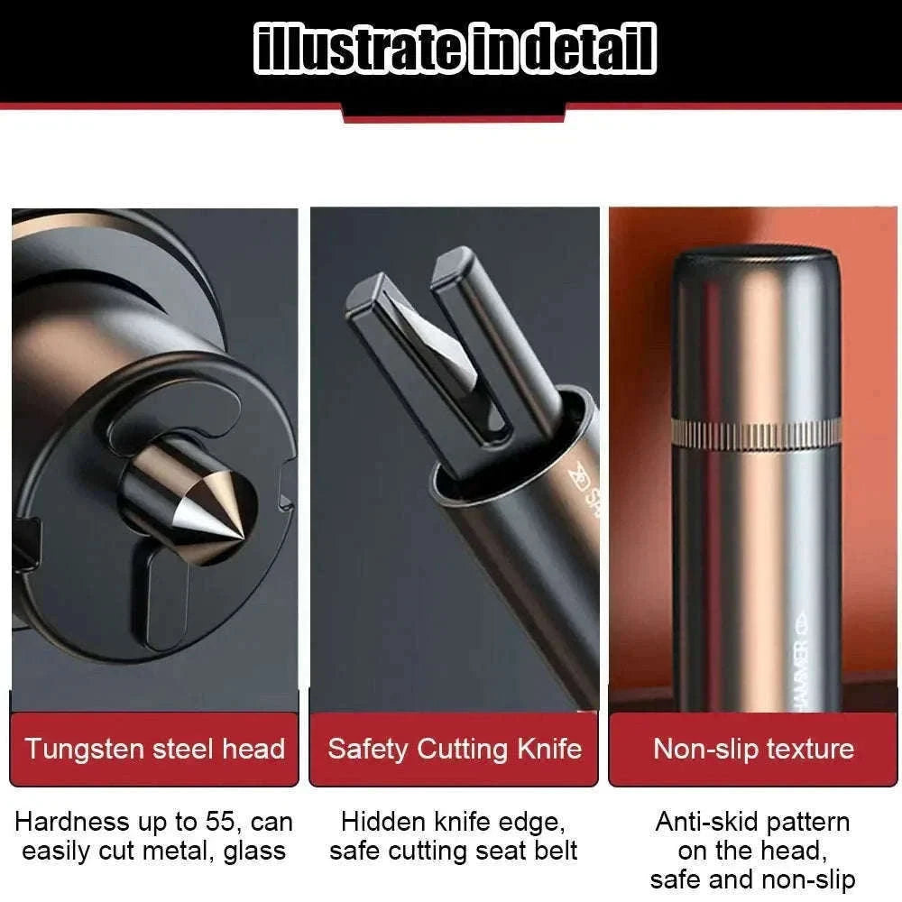 2-in-1 Car Emergency Window Breaker and Seat Belt Cutter-red B / China Mainland